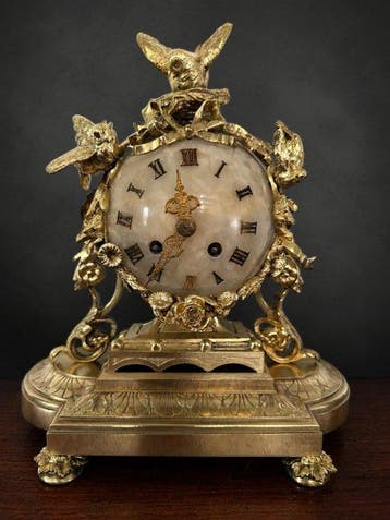 Klok Louis XVI Brons, Albast - 1850-1900 - Vincenti & Cie, Antiek en Kunst