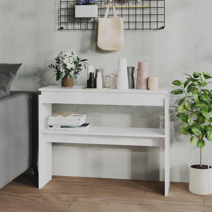 vidaXL Wandtafel 102x30x80 cm bewerkt hout wit, Huis en Inrichting, Tafels | Bijzettafels, Nieuw, Verzenden