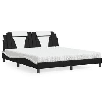 vidaXL Bed Viana met matras kunstleer zwart en wit 180x200, Verzenden, Nieuw