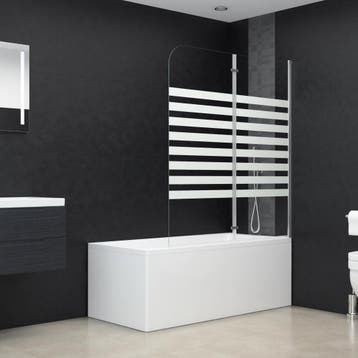 vidaXL Badwand gestreept 120x140 cm gehard glas, Verzenden