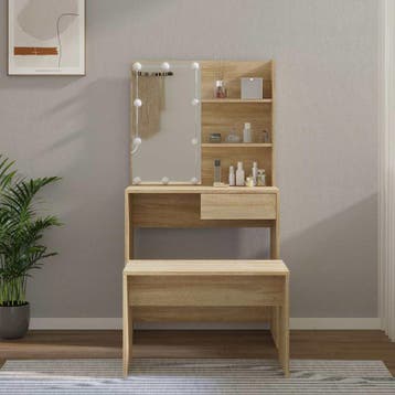 vidaXL Kaptafelset met LEDs bewerkt hout sonoma, Verzenden