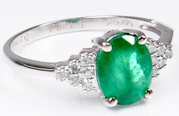 Sans prix de réserve - Bague - 14 carats Or blanc Émeraude -, Nieuw