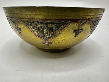 Mamluk revival bowl - Zilver, Koper, Messing - Egypte - late, Antiek en Kunst