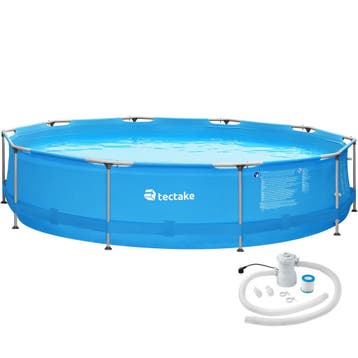 tectake Zwembad rond met stalen frame en filterpomp Ø 360 x, Tuin en Terras, Zwembaden, Verzenden, Nieuw