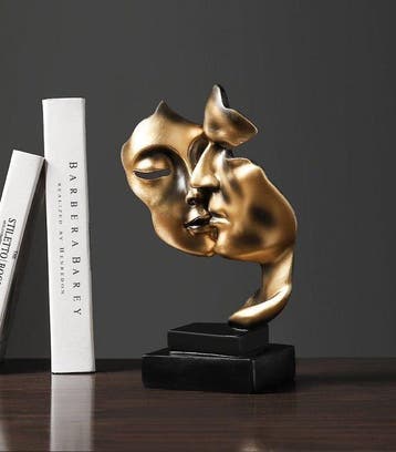 Double Kiss Face Sculpture Ornament - Beeldje - Double
