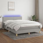vidaXL Boxspring met matras en LED stof lichtgrijs 140x200, Verzenden, Nieuw