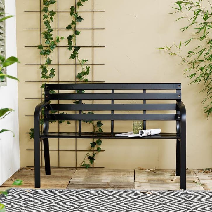 Tuinbank - zwart - 110 × 48 × 74 cm | zithoogte 41 cm |, Huis en Inrichting, Tafels | Eettafels, Nieuw, Verzenden