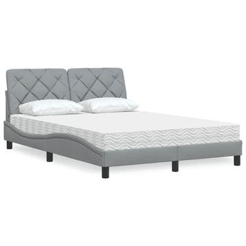 vidaXL Bed met matras stof lichtgrijs 140x200 cm, Verzenden, Nieuw