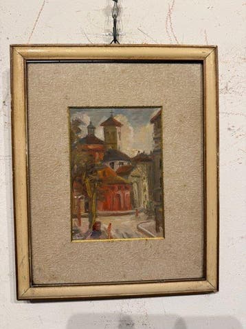 Italiaanse school (XX) - Scorcio di Chiesa Milanese