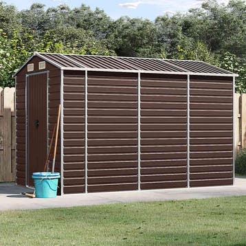 vidaXL Tuinhuis Bruin 191x300x198 cm Gegalvaniseerd Staal, Tuin en Terras, Verzenden, Nieuw