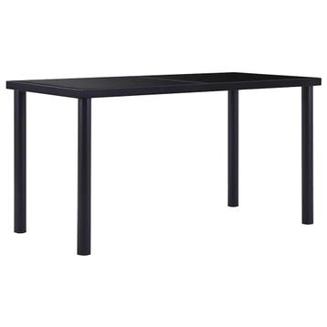 vidaXL Eettafel 140x70x75 cm gehard glas zwart, Verzenden