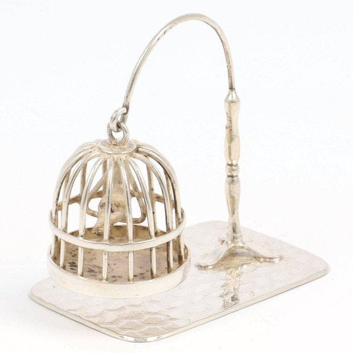 NO RESERVE - H. Hooijkaas - Miniatuur Vogelkooi - Figurine -, Antiquités & Art, Antiquités | Argent & Or