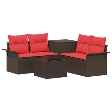 vidaXL Bankstel 6 pcs 4-Aantal zitplaatsen Bruin en Rood, Verzenden, Nieuw