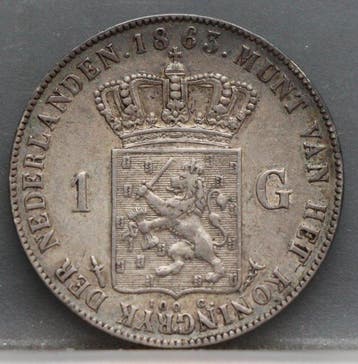 Nederland. Willem III. 1 Gulden 1863 (Zonder minimumprijs)