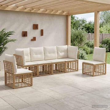 vidaXL Buiten bank set Naturel Polyester, Verzenden, Nieuw