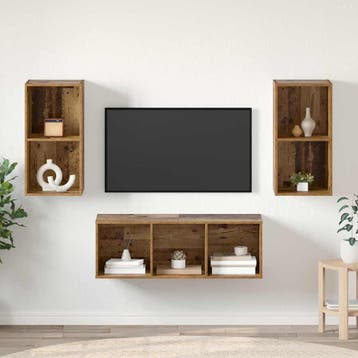 vidaXL Tv-meubelset 3 st Oud Hout Bewerkt hout, Verzenden