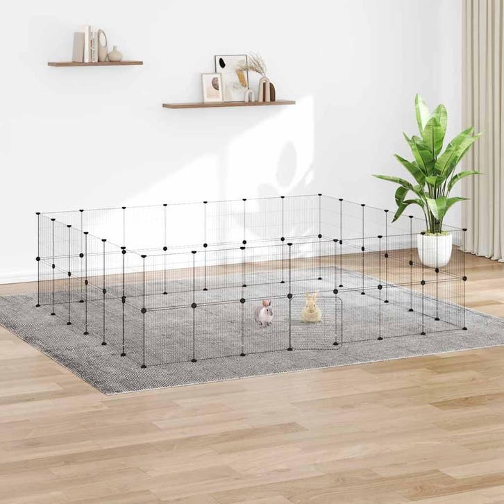 vidaXL Huisdierenkooi met deur 52 panelen 35x35 cm staal, Dieren en Toebehoren, Knaagdieren en Konijnen | Hokken en Kooien, Nieuw