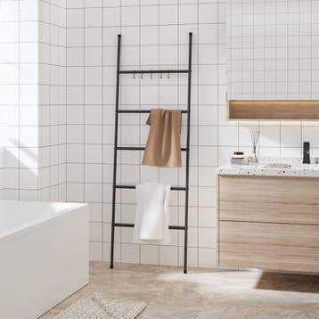 vidaXL Handdoekenrek met 5 niveaus, zwart 58x175 cm, ijzer, Huis en Inrichting, Verzenden, Nieuw