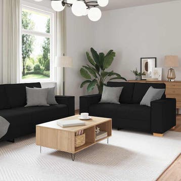 vidaXL bank / zetel 3 st Zwart Linnenmix Stoffen, Verzenden, Nieuw