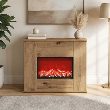vidaXL Elektrische haard Artisanaal eiken 47 x 18 x 48 cm, Maison & Meubles, Verzenden
