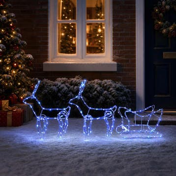 vidaXL Hert en slee kerstdecoratie LOVIISA 240 LEDs Blauw, Diversen, Verzenden, Nieuw