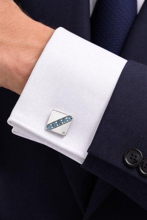 Zonder minimumprijs - Manchetknopen Verguld Topaas - Diamant, Handtassen en Accessoires, Antieke sieraden