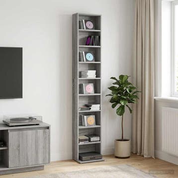 vidaXL CD Kast Grijs Sonoma 33 x 23,5 x 175 cm Bewerkt hout, Huis en Inrichting, Woonaccessoires | Cd- en Dvd-rekken, Verzenden