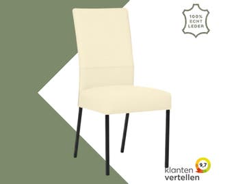 Leren eetkamerstoel Real - Toledo Polar (crème) - Poten, Huis en Inrichting, Overige kleuren, Nieuw, Ophalen of Verzenden, Eén