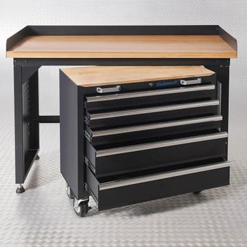Datona Werkbank PRO met eiken werkblad en gereedschapswagen, Ophalen of Verzenden