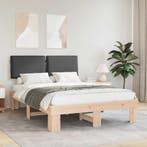 vidaXL Bedframe met Gevoerde Hoofdbord Donkergrijs 135 x 190, Verzenden, Nieuw
