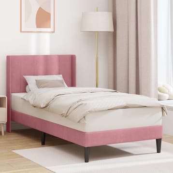 vidaXL Bedframe met hoofdeinde Roze 100 x 200 cm Fluweel, Verzenden