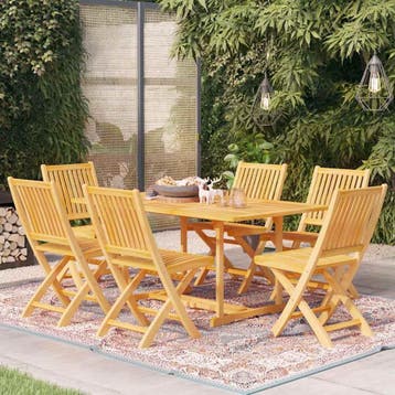 vidaXL 7-delige Tuinset massief teakhout, Verzenden, Nieuw, Tuinset