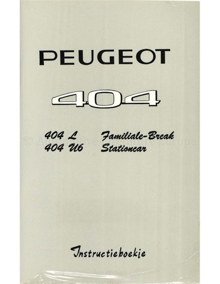 1967 PEUGEOT 404 FAMILIALE-BREAK | STATIONCAR, Autos : Divers, Modes d'emploi & Notices d'utilisation