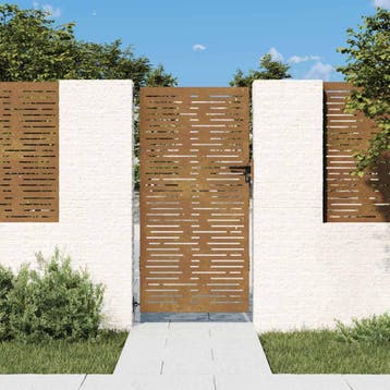 vidaXL Tuinpoort 85 x 200 cm Poedercoated staal Zwart, Verzenden