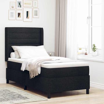 vidaXL Boxspring bed met kussen met hoofdeinde Zwart 200 x, Verzenden, Nieuw