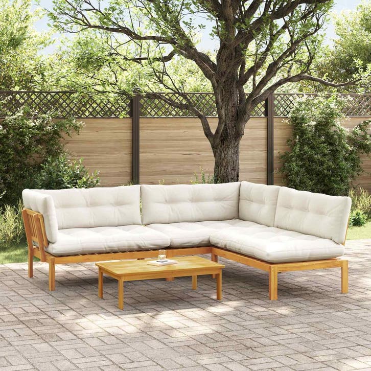 vidaXL 4 Stuk Tuinpallet Sofa Eenheden Massief Acacia Hout, Jardin & Terrasse, Ensembles de jardin, Envoi