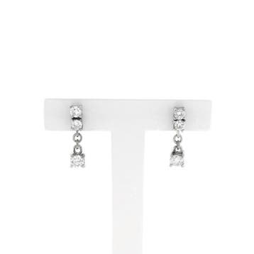 9 karaat oorstekers met diamanten 0,94 ct. (Oorbellen), Handtassen en Accessoires, Oorbellen, Gebruikt, Wit, Ophalen of Verzenden
