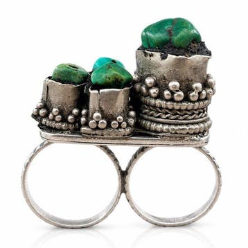 ring in Tibetaanse stijl - Zilver, turkoois - Tibet
