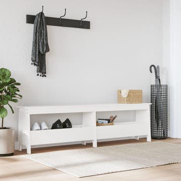vidaXL Halbankje 160x28x45 cm massief grenenhout wit, Verzenden, Nieuw