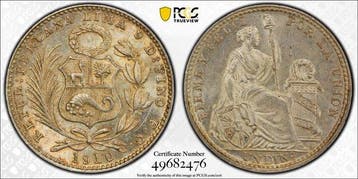 Peru. Dinero 1910 - PCGS MS64 (FG), Postzegels en Munten