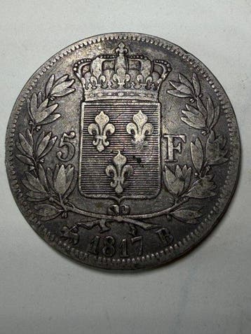 France. Louis XVIII. 5 Francs 1817-B, Rouen (Sans prix de