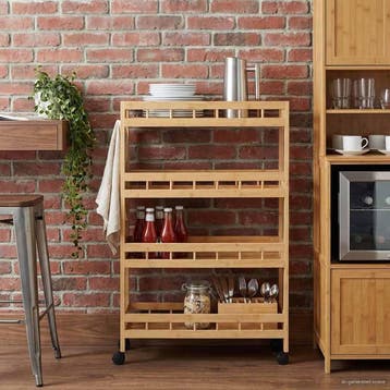 vidaXL Keuken Trolley met Wielen Naturel 60 x 18 x 97 cm, Verzenden, Nieuw