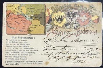 Duitse Rijk 1899 - Bodensee-scheepspost „Zeven-Landen-kaart“, Gestempeld