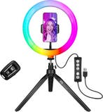 2dekans | Studio ME Multi Kleuren Ringlamp met Statief - 10, Audio, Tv en Foto, Fotografie | Statieven en Balhoofden, Ophalen of Verzenden