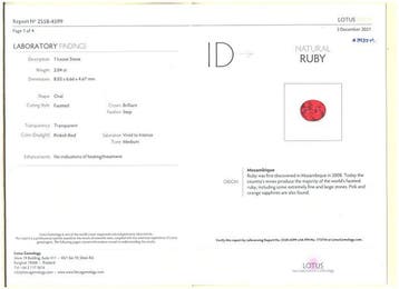 Rouge Rubis - 2.04 ct - Lotus Gemology (Thaïlande) - Non