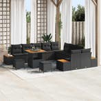 vidaXL Tuinbank Set 13 pcs Zwart Poly Riet en Poedergecoat, Verzenden, Nieuw
