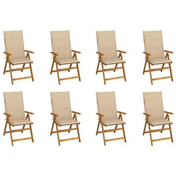 vidaXL Opklapbare stoelen met kussens, 8 stuks, gemaakt van, Verzenden, Nieuw