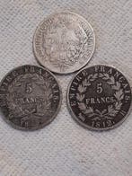 Frankrijk. 5 Francs An 8-L, 1812-B et 1813-A (lot de 3, Postzegels en Munten