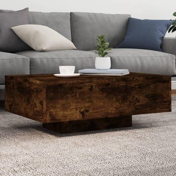 vidaXL Salontafel met LED-verlichting 85x55x31 cm gerookt, Verzenden