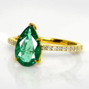 Sans prix de réserve - Bague - 14 carats IGI 1,60 ct vert, Nieuw